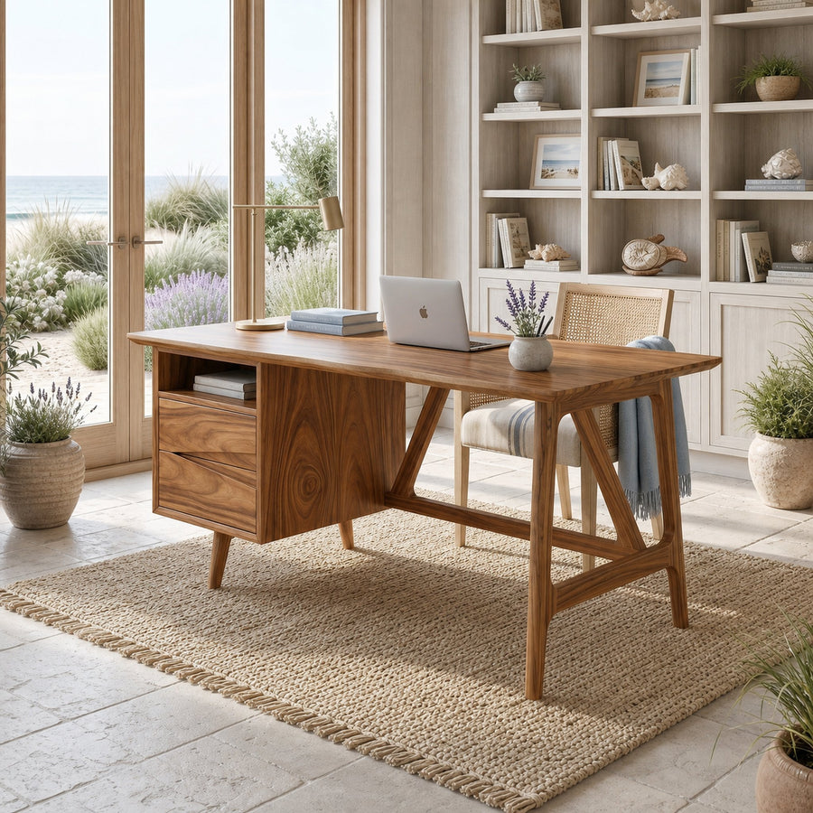 Luxury Live Edge Executive Desk Coastal Workspace