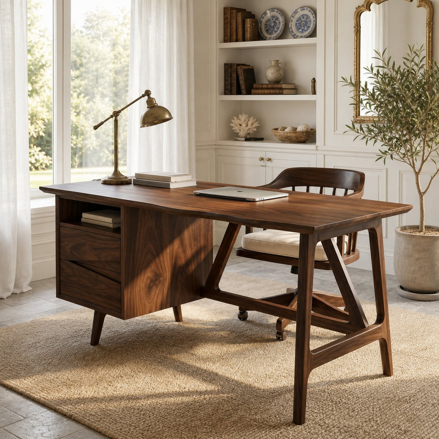 Luxury Live Edge Executive Desk Coastal Workspace - product view 6