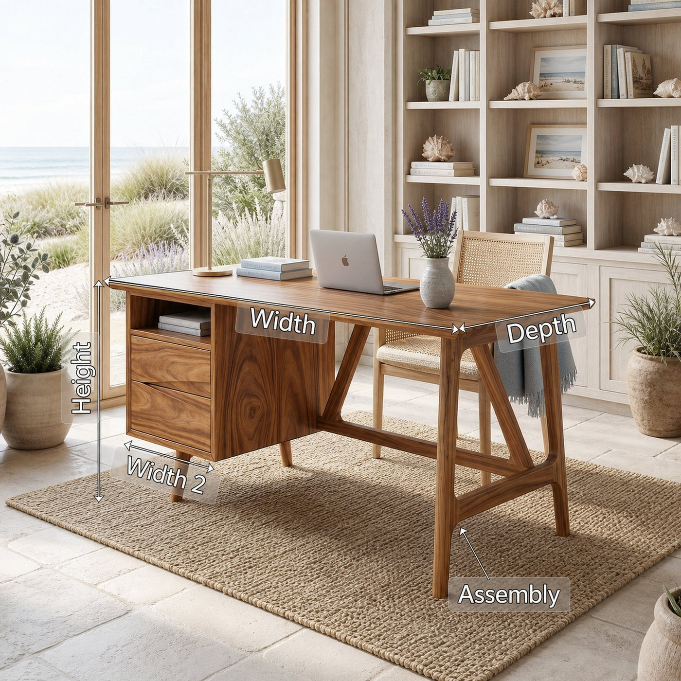 Luxury Live Edge Executive Desk Coastal Workspace - product view 8