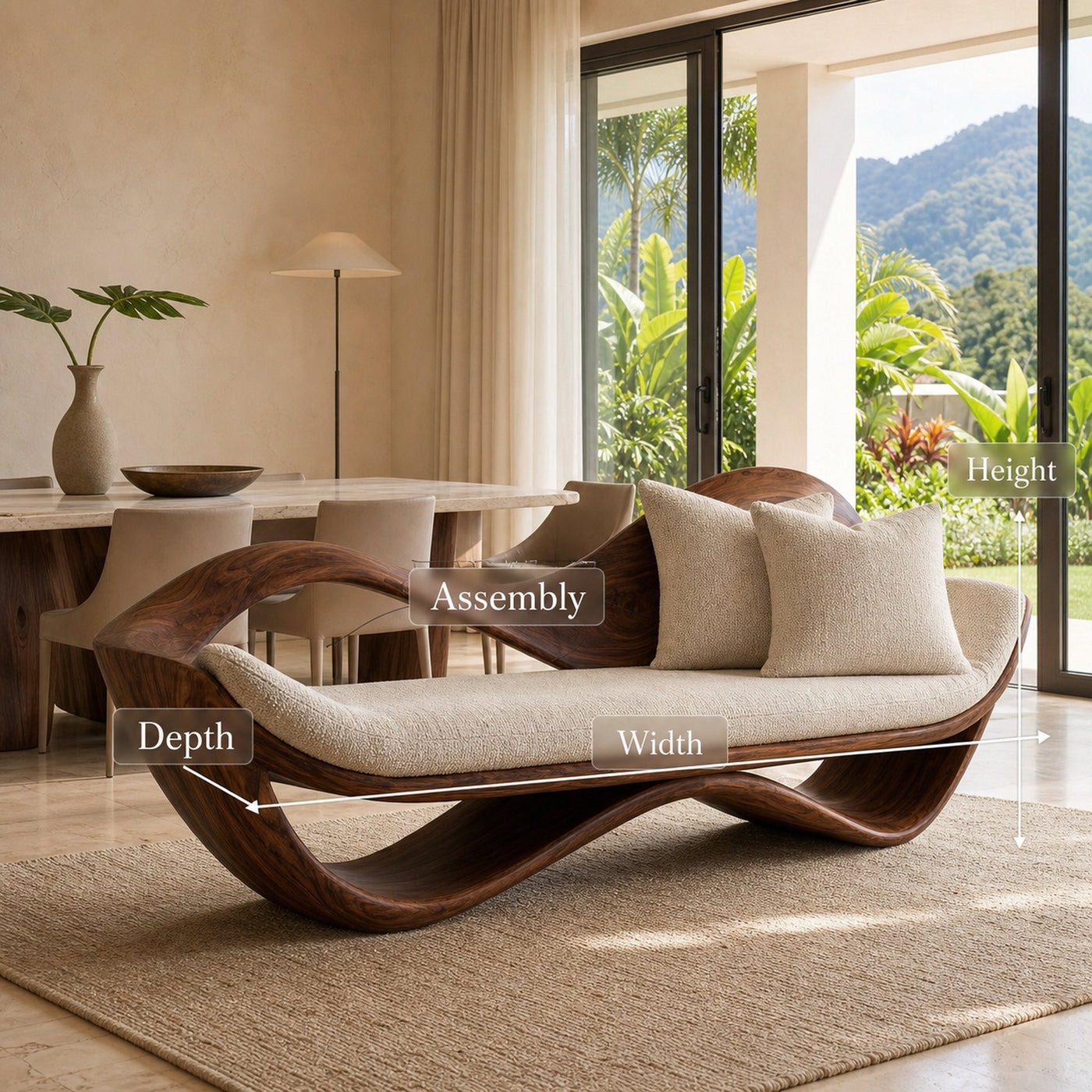 Luxury Natural Wood Sofa With Sculptural Form For Living Room - product view 8