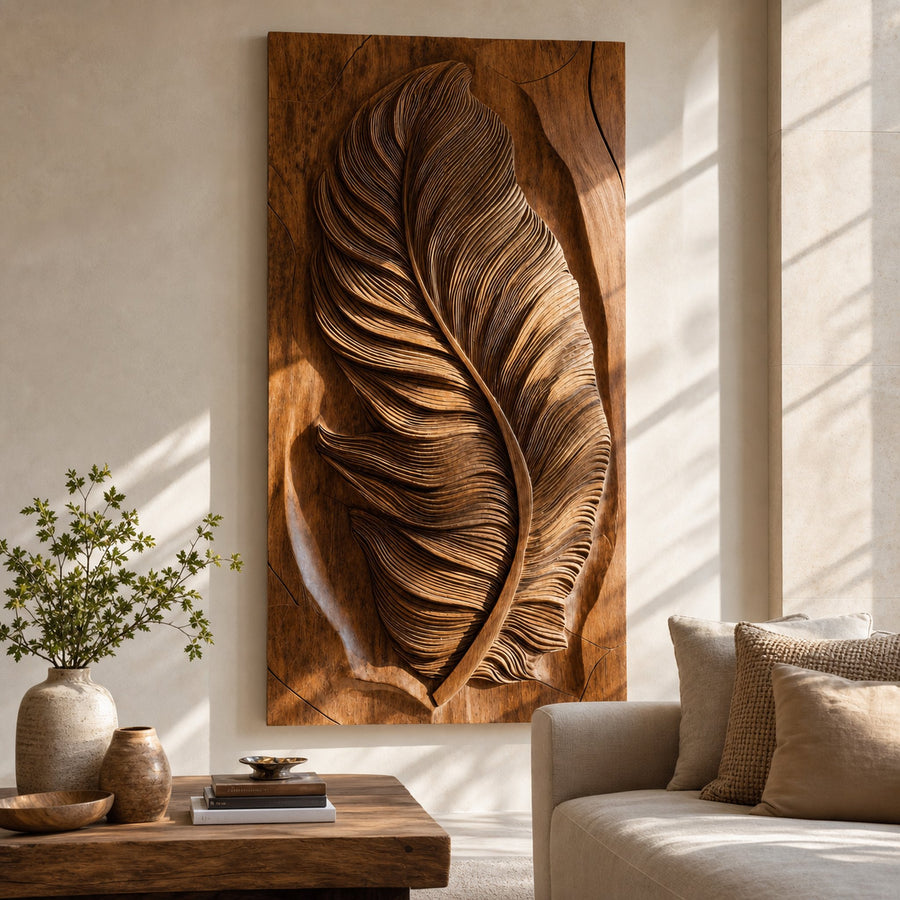 Luxury Organic Feather Wall Sculpture For Home