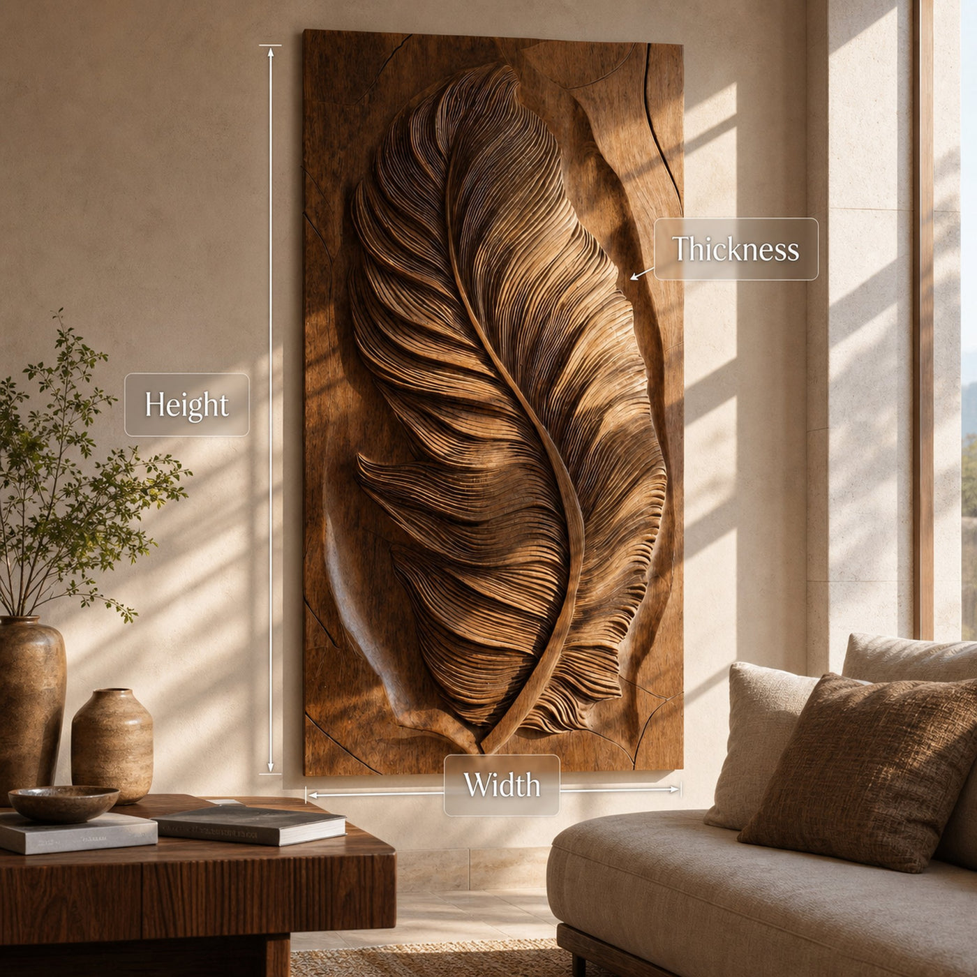 Luxury Organic Feather Wall Sculpture For Home - product view 6