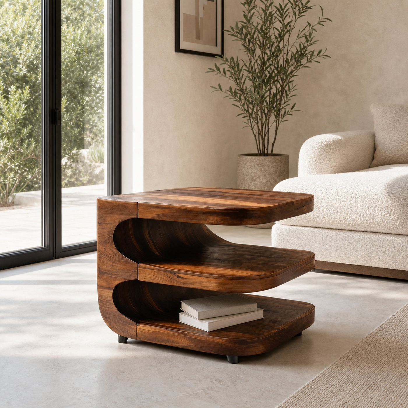 Luxury Sculptural Side Table Three Tier For Living Room