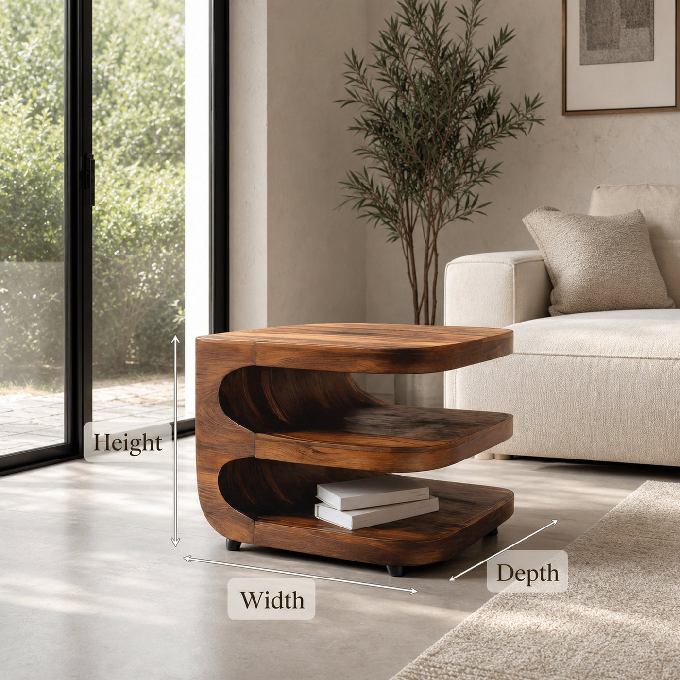Luxury Sculptural Side Table Three Tier For Living Room - product view 6