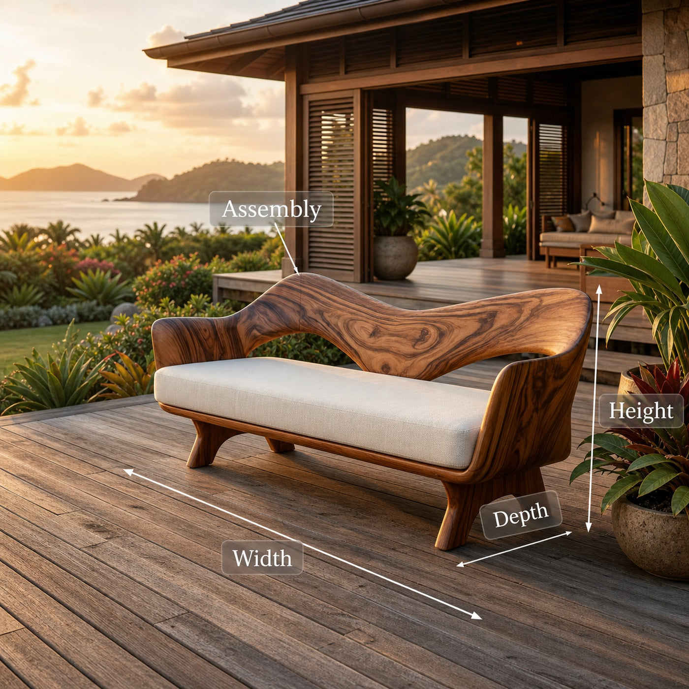 Luxury Sculptural Wooden Sofa For Living Room - product view 8