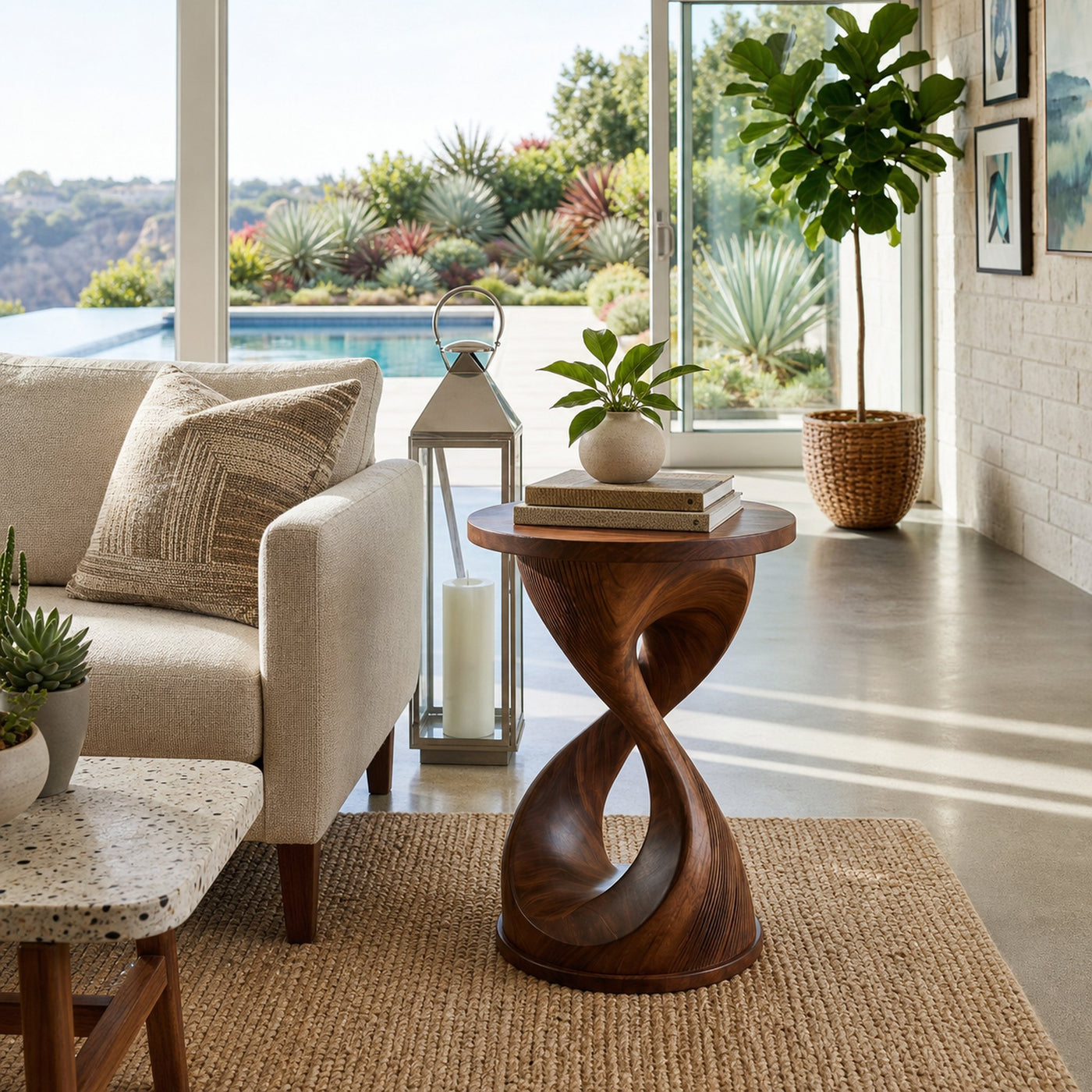Luxury Side Table With Hourglass Shape Base For Living Room - product view 7