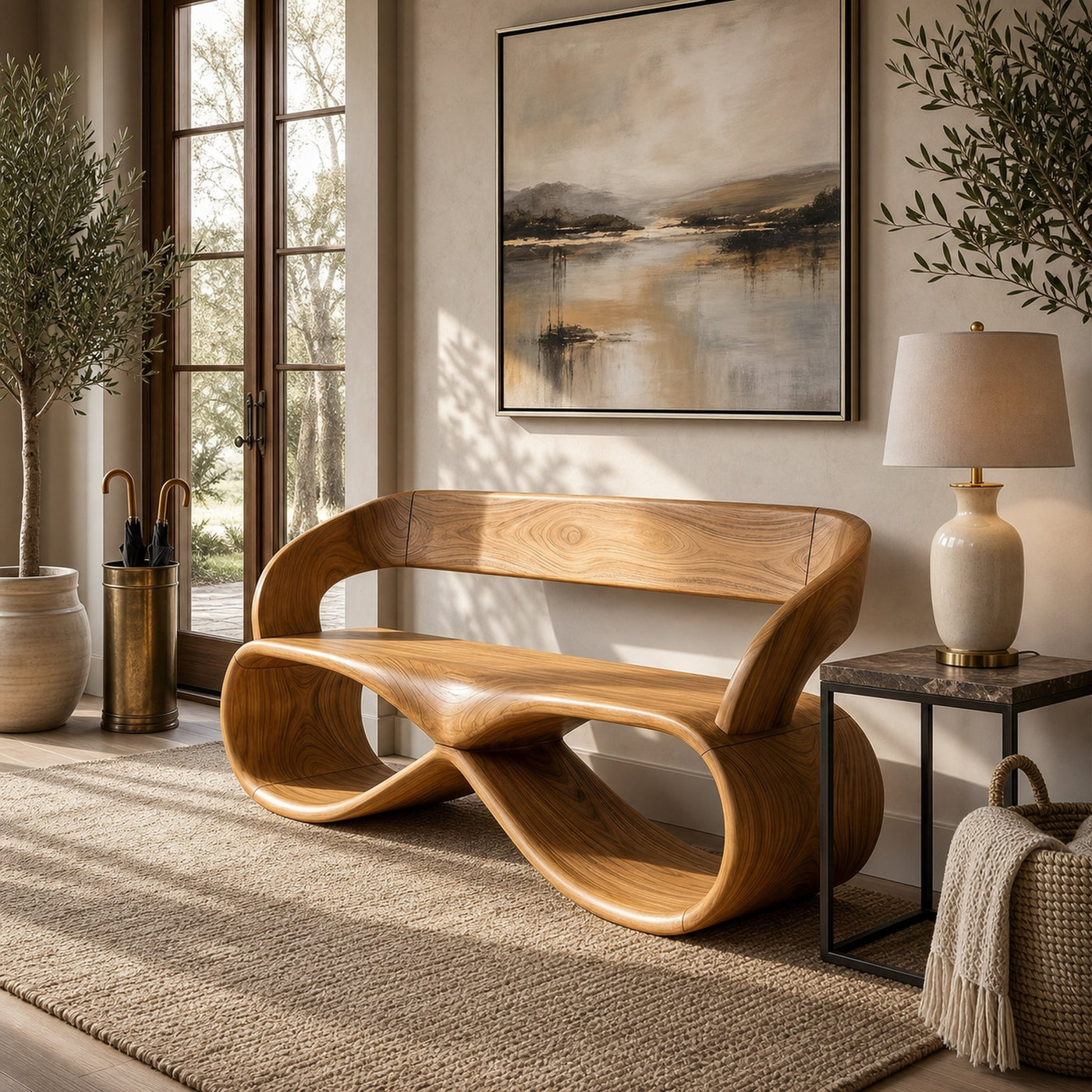 Luxury Solid Wood Bench Designer Interior