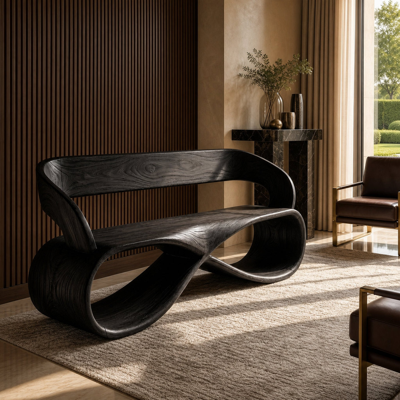 Luxury Solid Wood Bench Designer Interior - product view 7