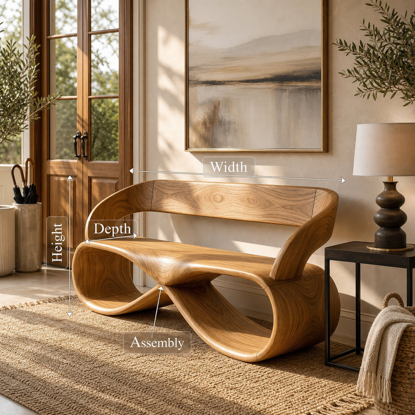 Luxury Solid Wood Bench Designer Interior - product view 8