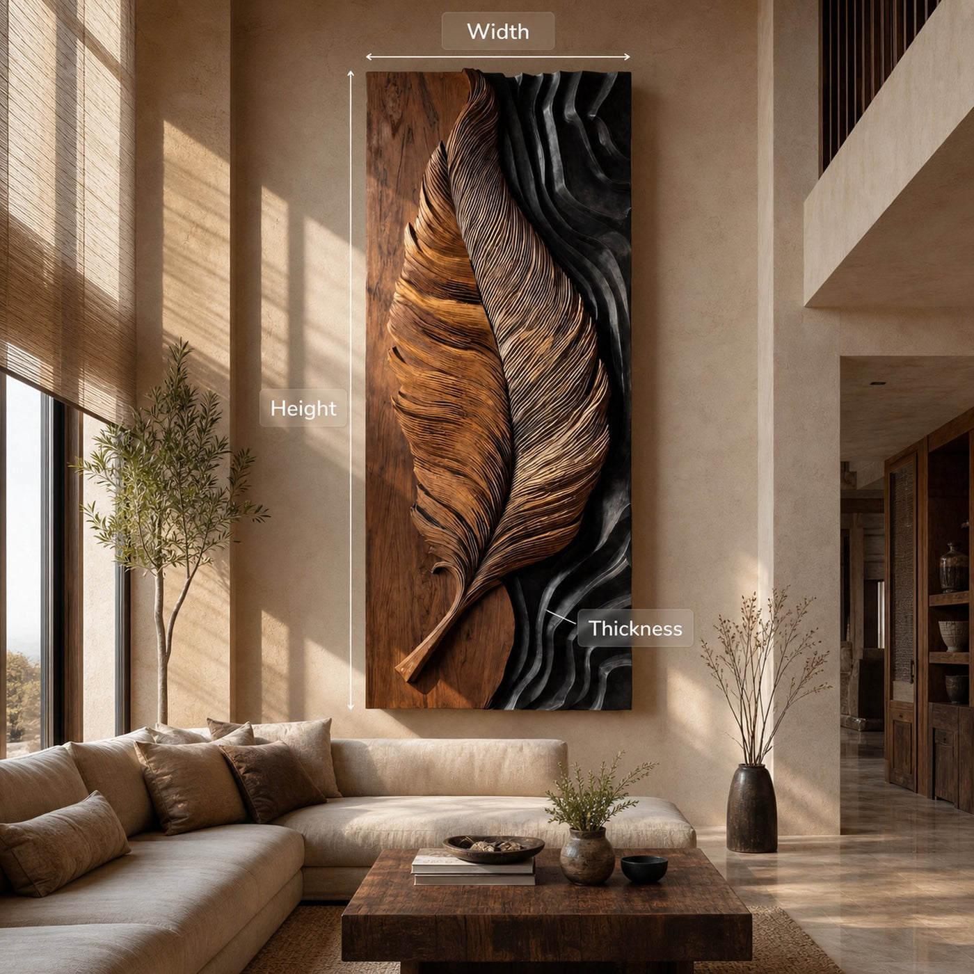 Luxury Wooden Feather Wall Art For Living Room - product view 6