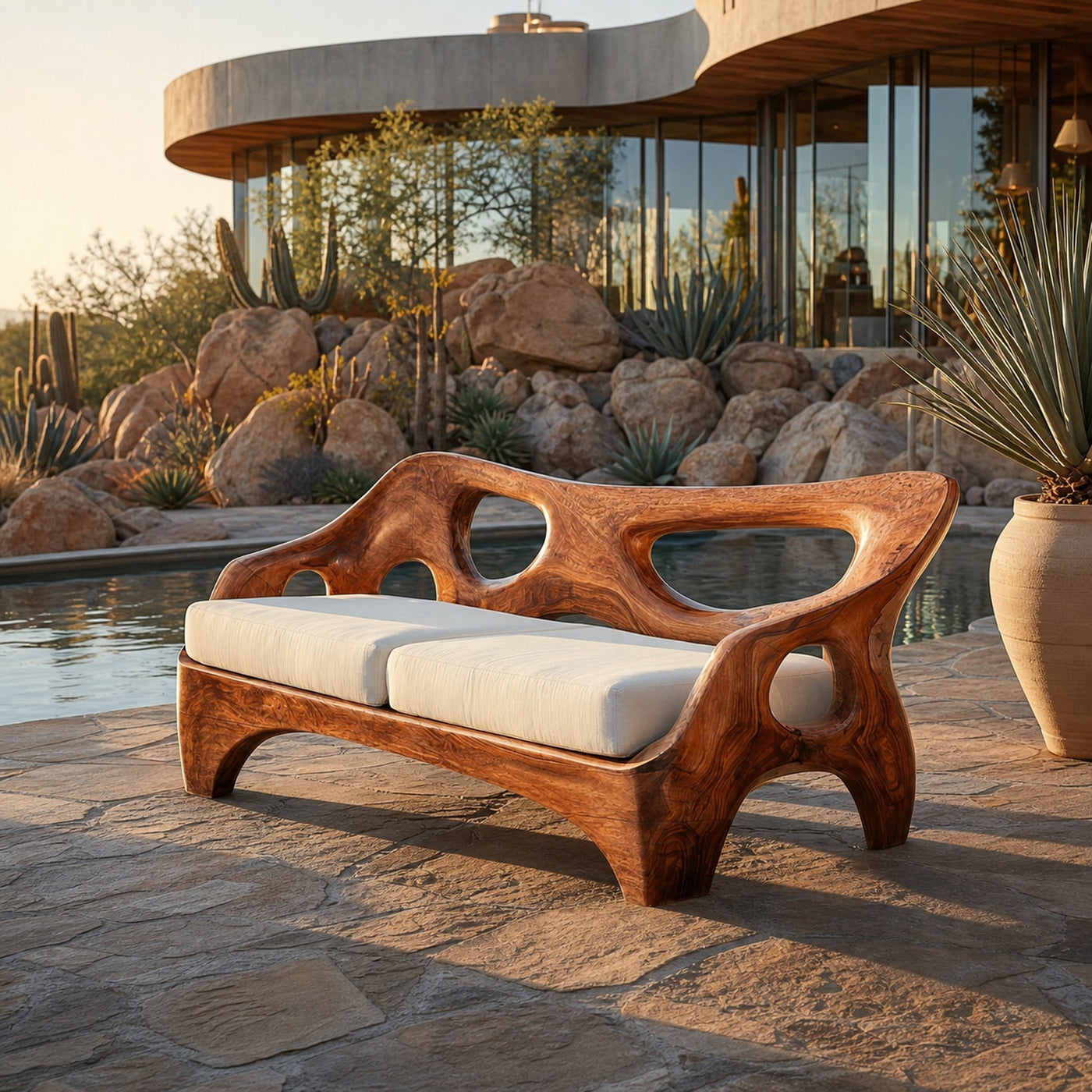 Luxury Wooden Sofa Sculptural Design For Home