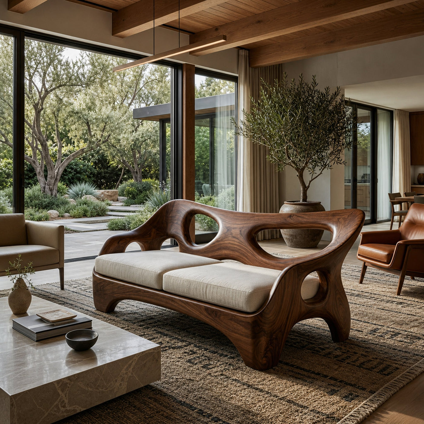 Luxury Wooden Sofa Sculptural Design For Home - product view 7