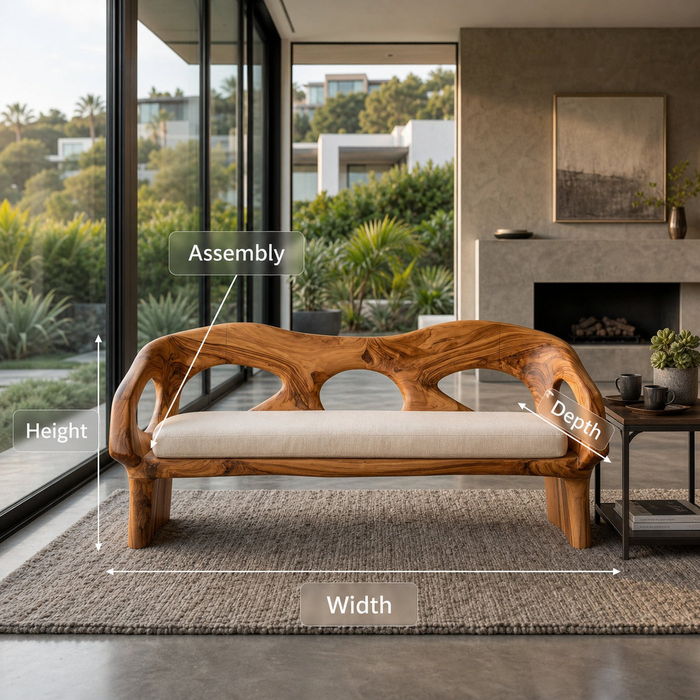 Luxury Wooden Sofa Unique Curved Design For Living Room - product view 8
