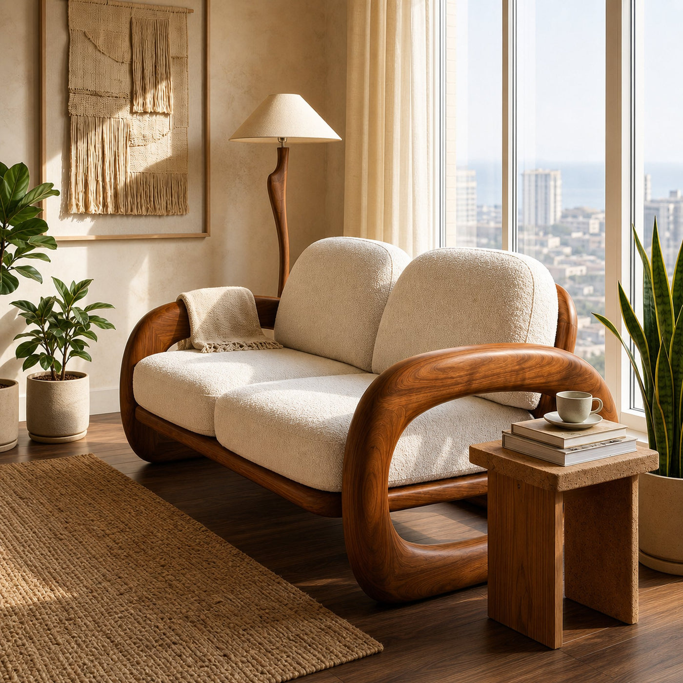 Mediterranean Inspired Wooden Sofa Coastal Living Room - product view 6