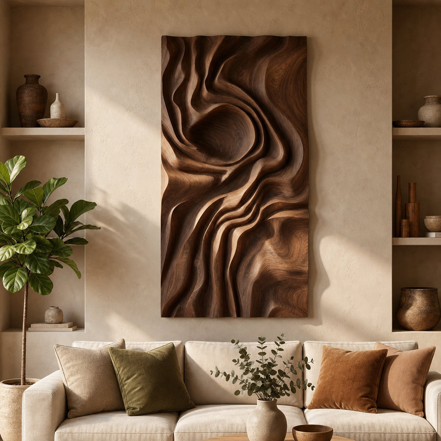 Mid Century Abstract Figure Wall Art Panel For Living Room