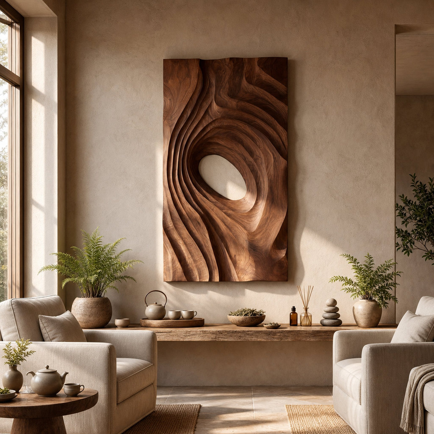 Mid Century Abstract Figure Wall Decor Panel For Dining Space