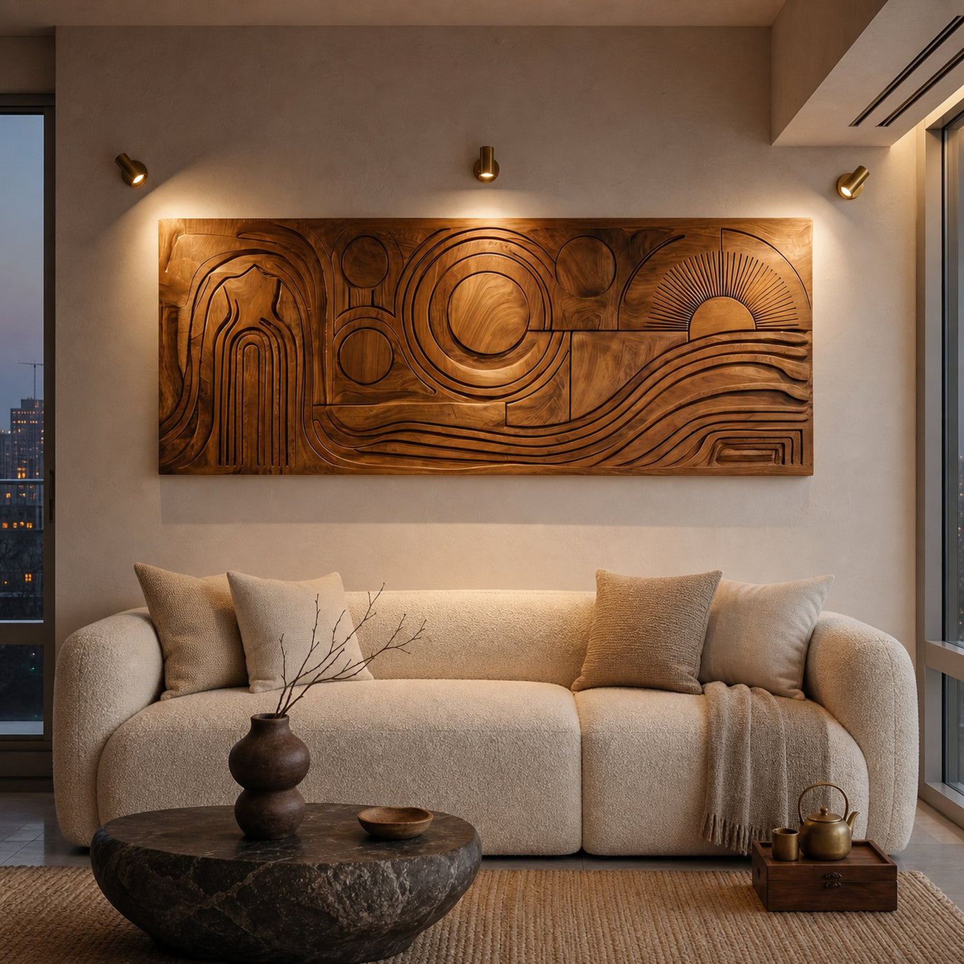 Mid Century Abstract Wood Wall Art For Living Room - product view 6