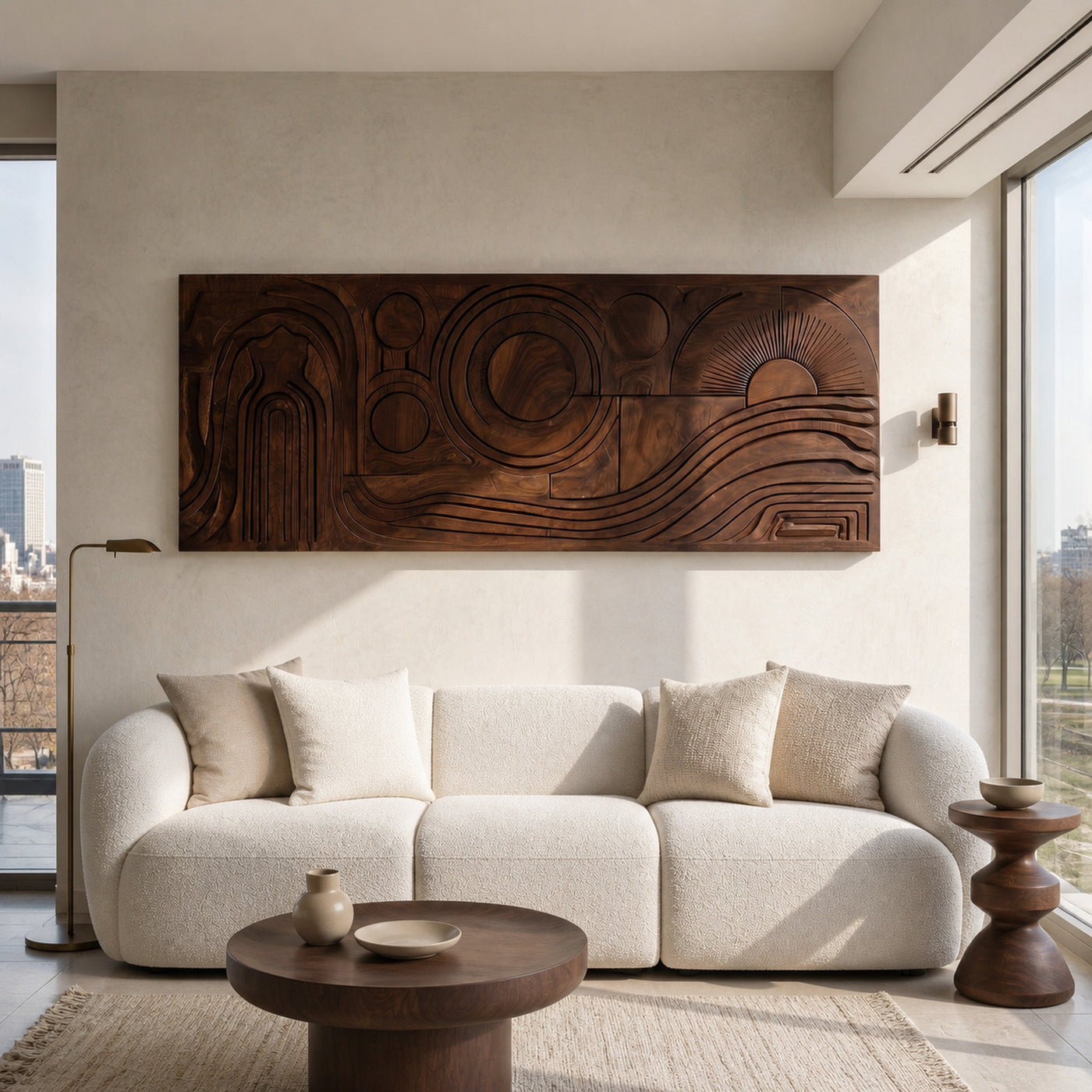 Mid Century Abstract Wood Wall Art For Living Room - product view 7