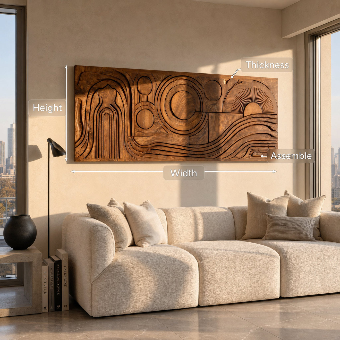 Mid Century Abstract Wood Wall Art For Living Room - product view 8