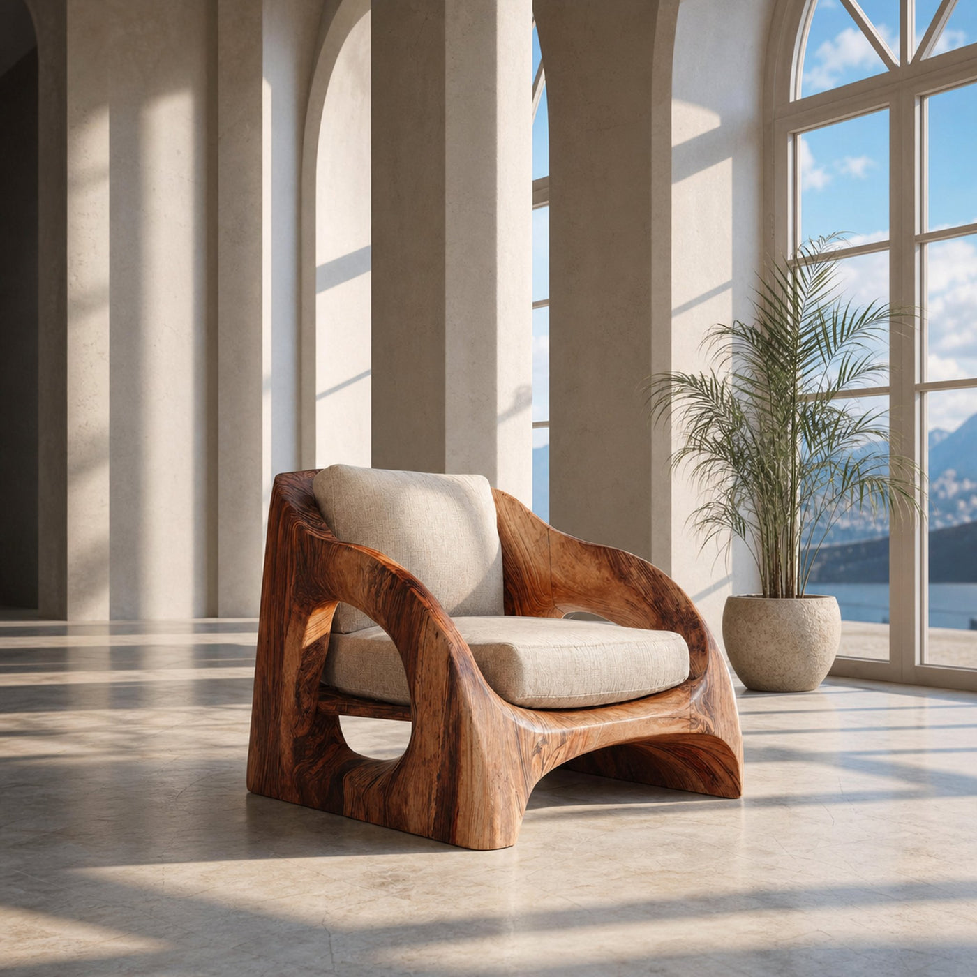 Mid Century Armchair With Sculptural Design For Living Room - product view 6