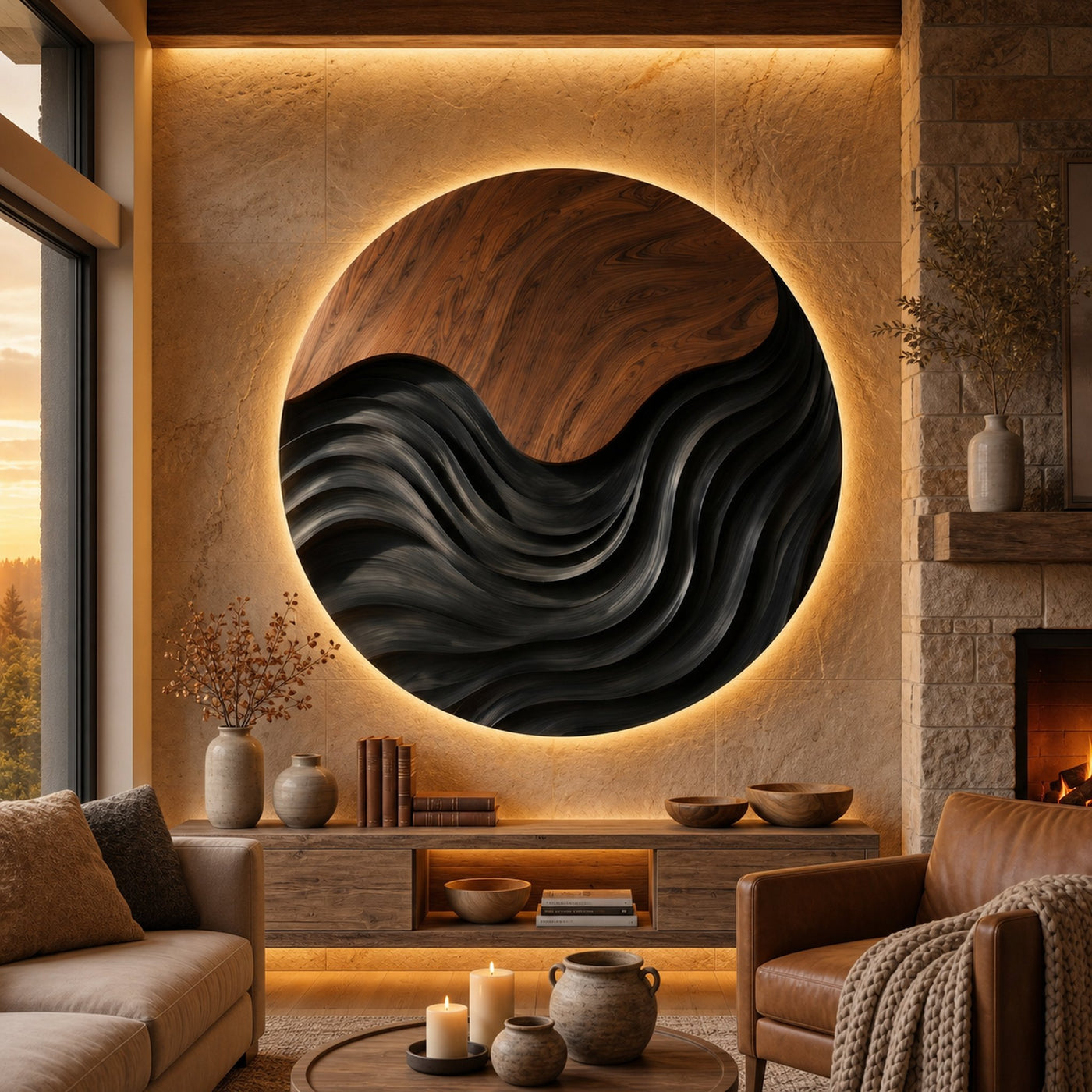 Mid Century Artistic Wall Panel For Waiting Area Interior
