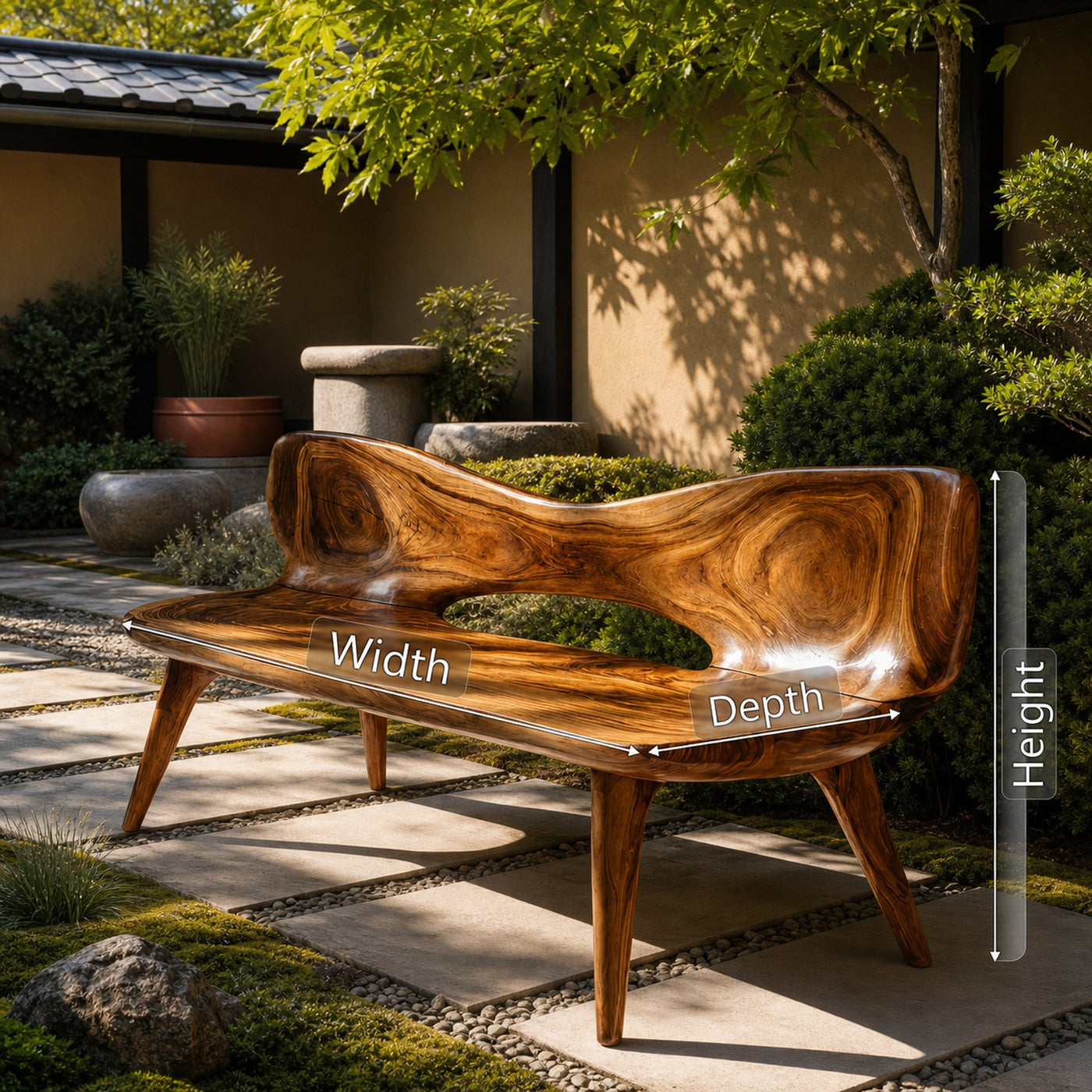 Mid Century Artistic Wooden Bench For Patio Setup - product view 7