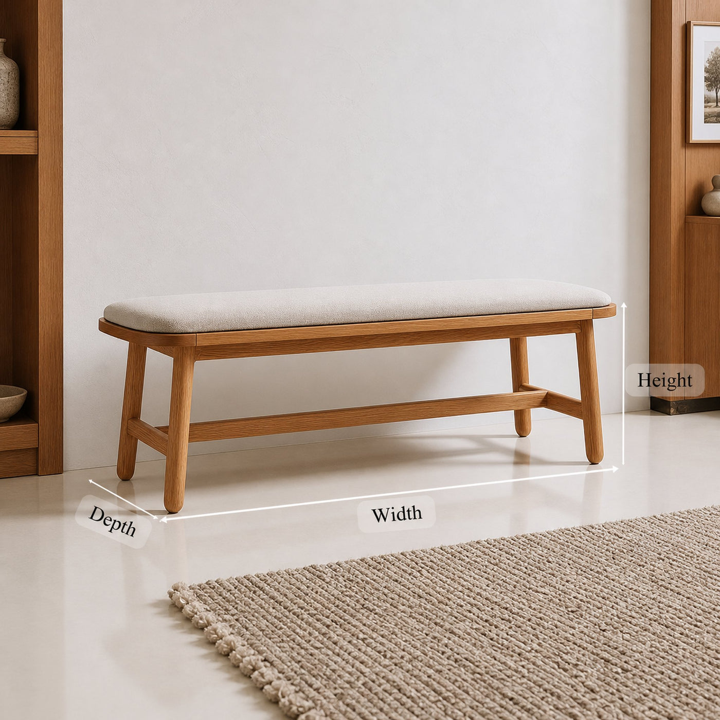 Mid Century Bench Bedroom Accent Furniture - product view 6