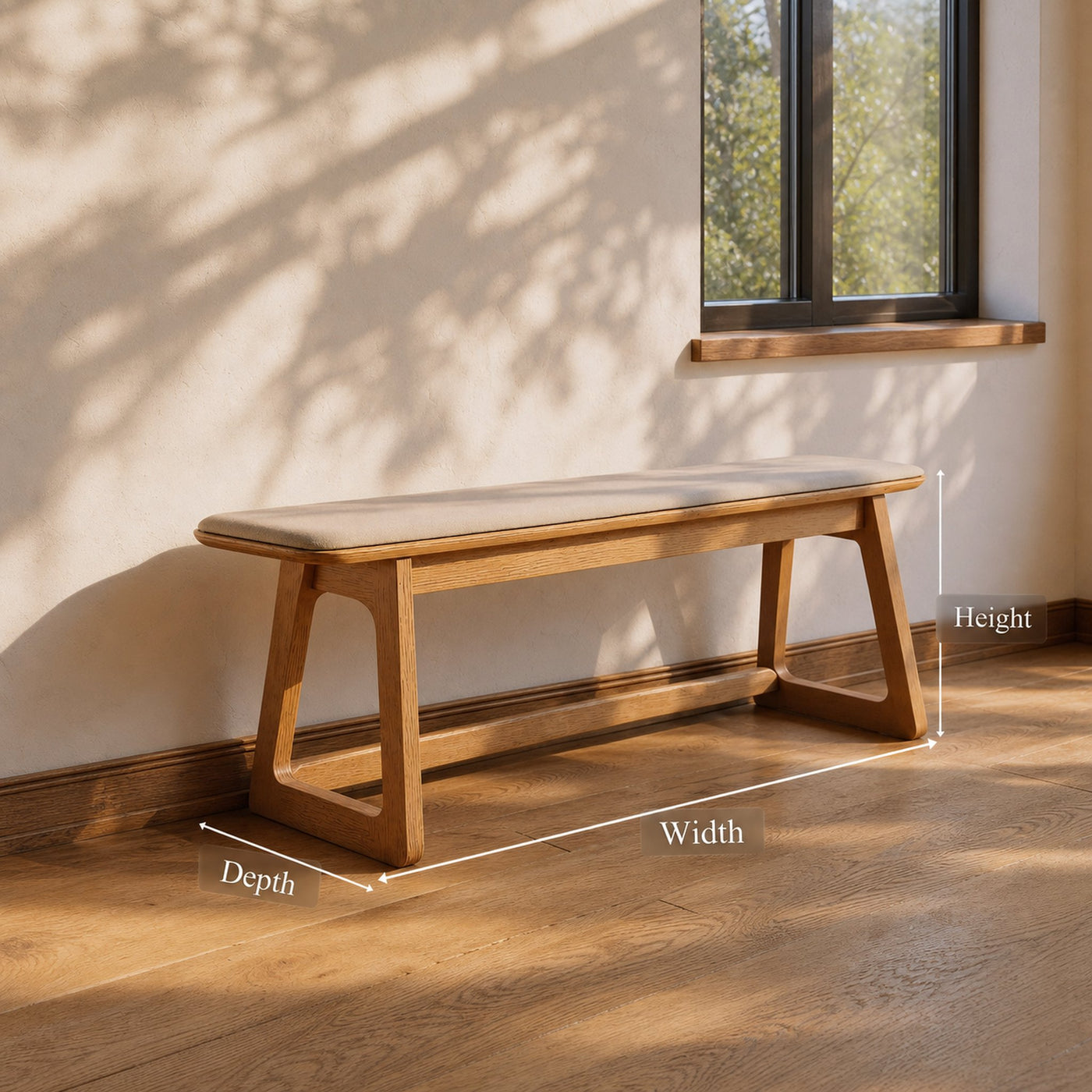 Mid Century Bench Entryway Dining Room Modern Seating - product view 6