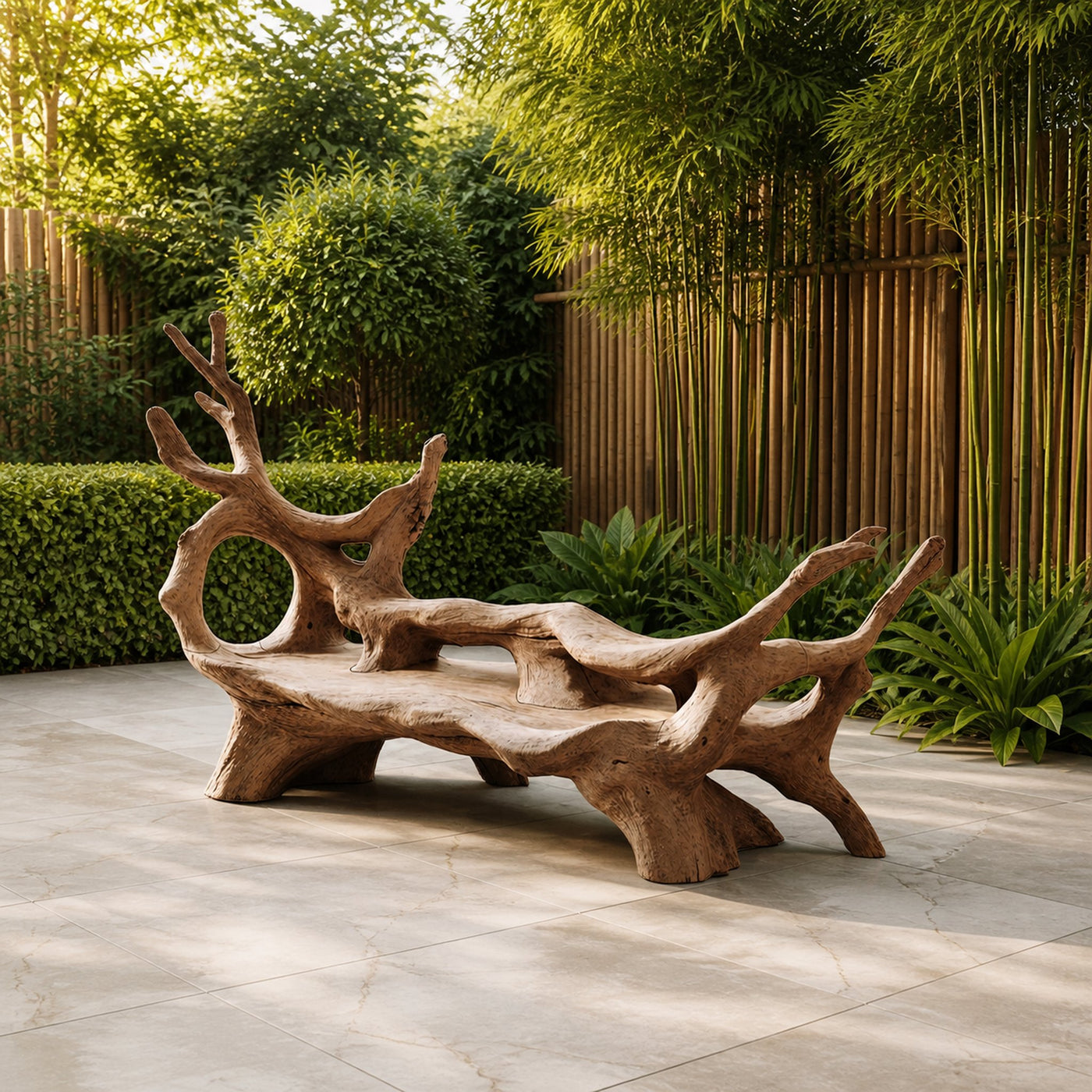 Mid Century Branch Bench For Retro Patio Ambiances - product view 6