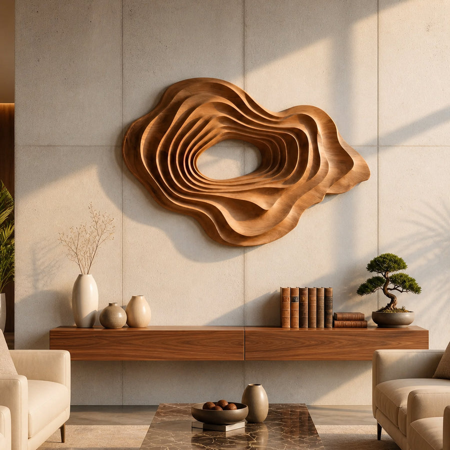 Mid Century Carved Relief Wall Panel Decor For Study Room