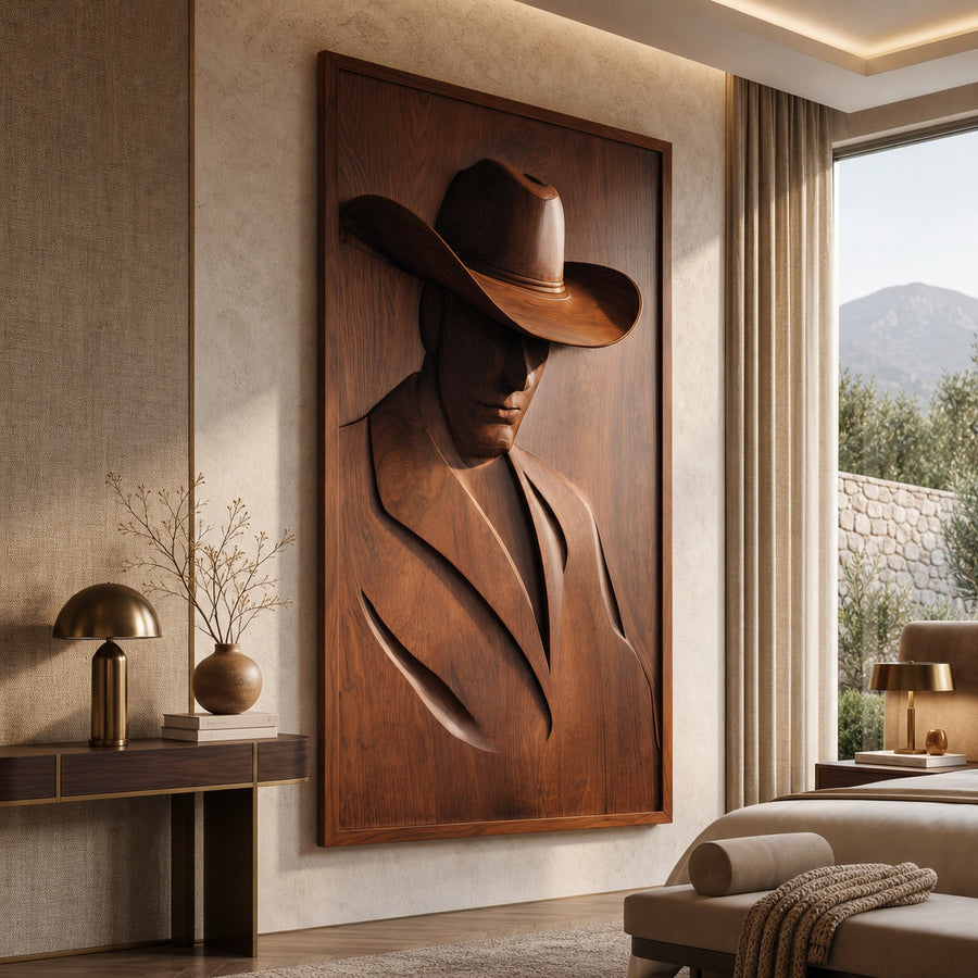Mid Century Cowboy Silhouette Wall Art For Living Room