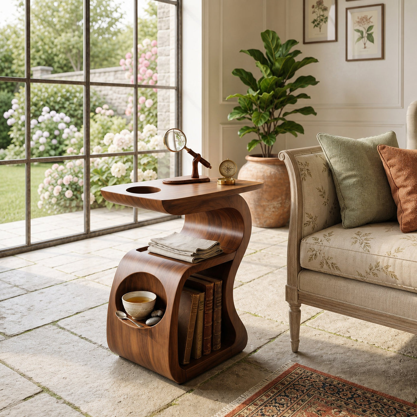 Mid Century Crescent Accent Table For Lounge Corner Area - product view 6