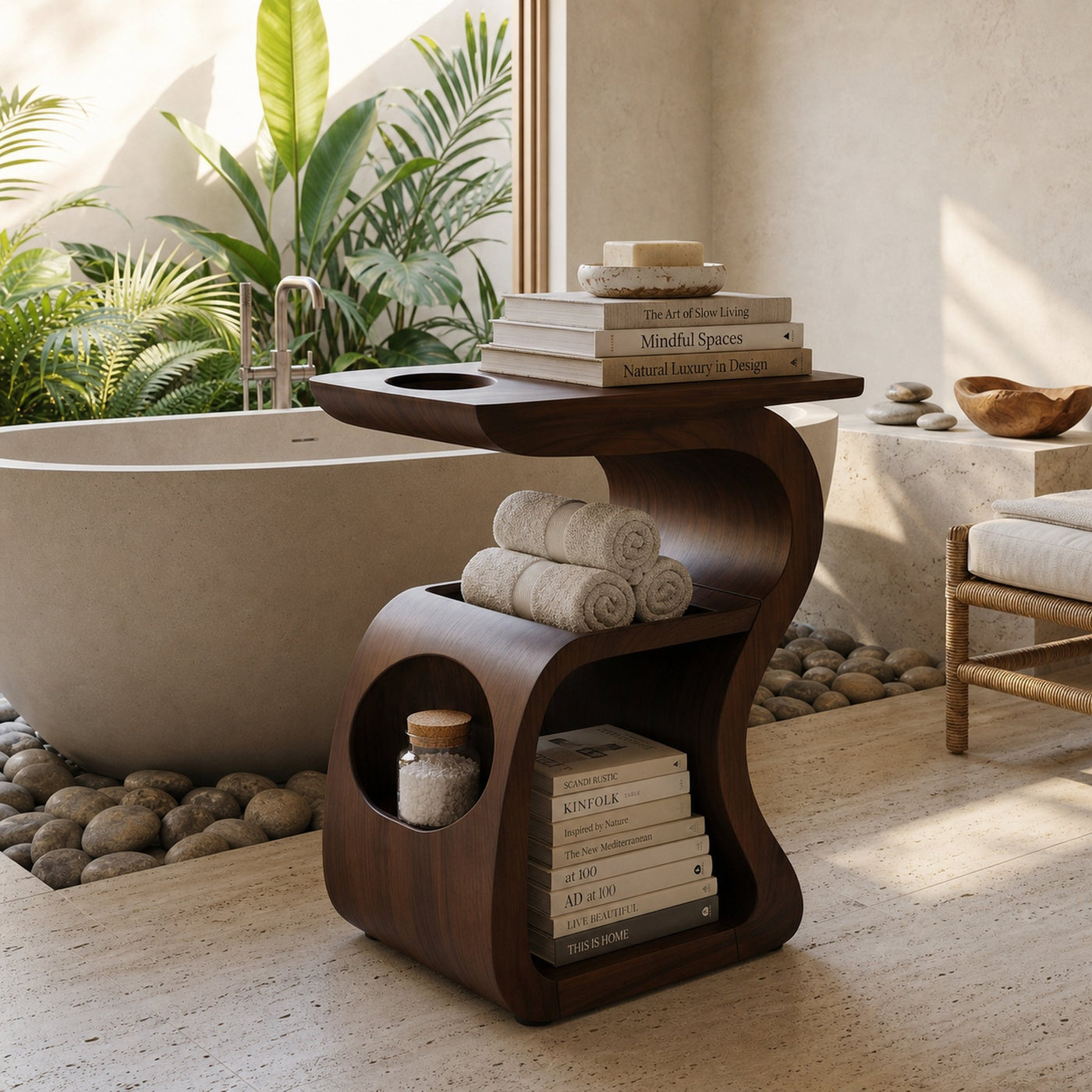 Mid Century Crescent Accent Table For Lounge Corner Area - product view 7