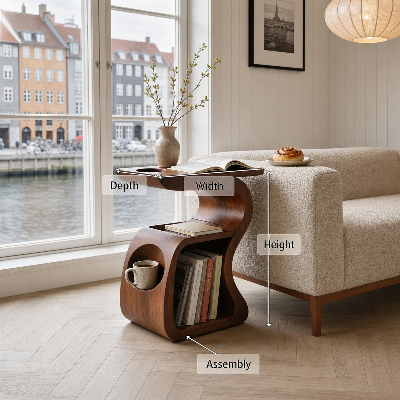 Mid Century Crescent Accent Table For Lounge Corner Area - product view 8