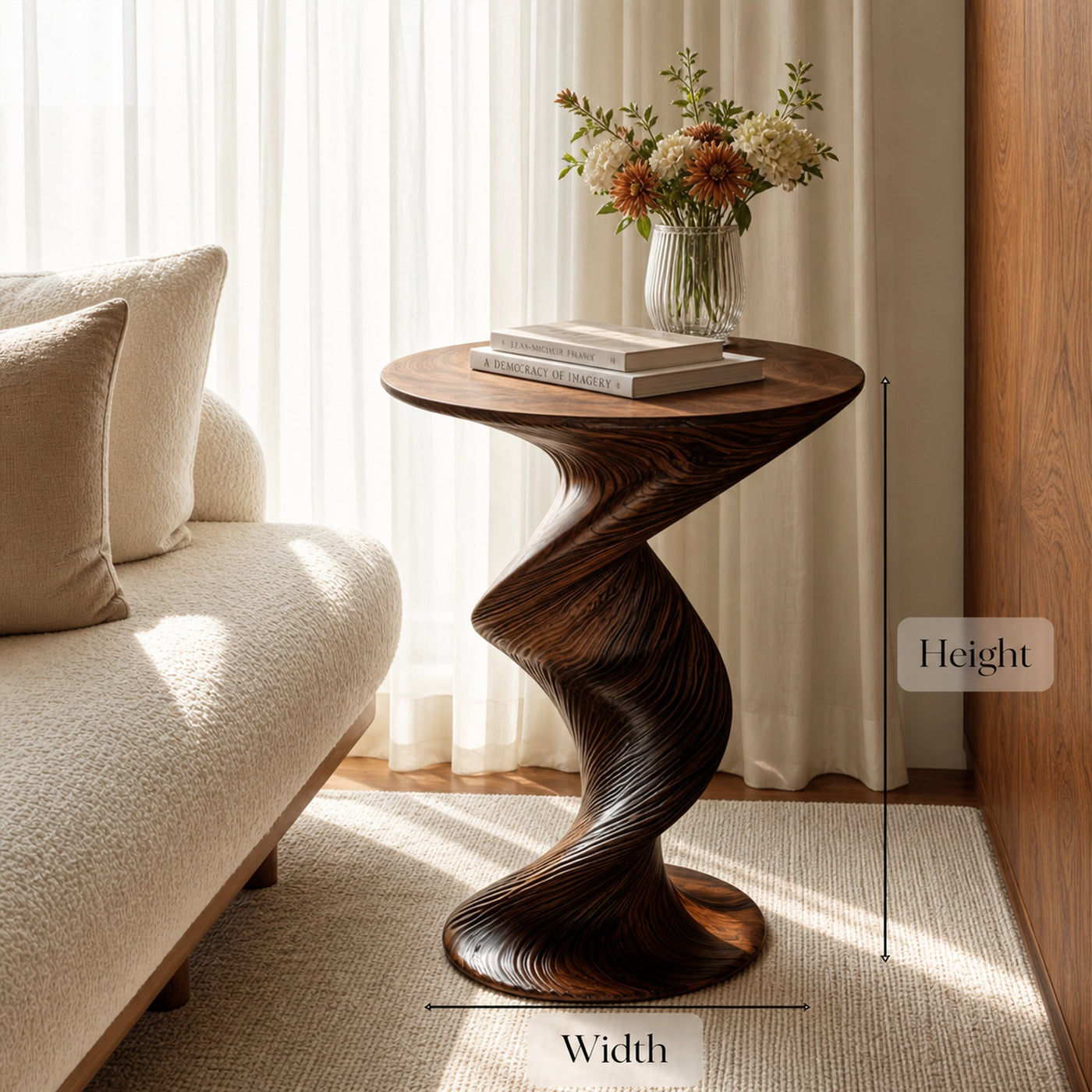 Mid Century Curved Nightstand For Bedroom And Small Space - product view 6