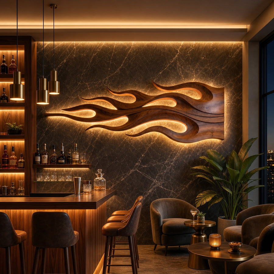 Mid Century Dimensional Wall Decor For Luxury Retreat Interior