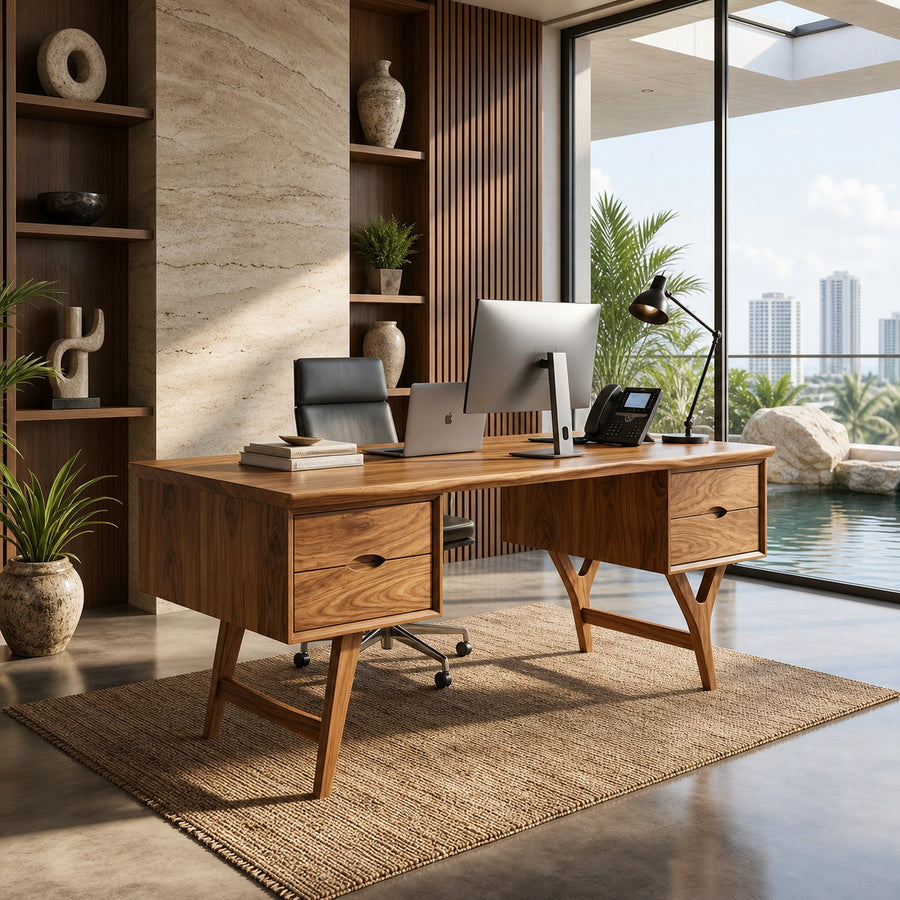 Mid Century Executive Desk Modern Workspace