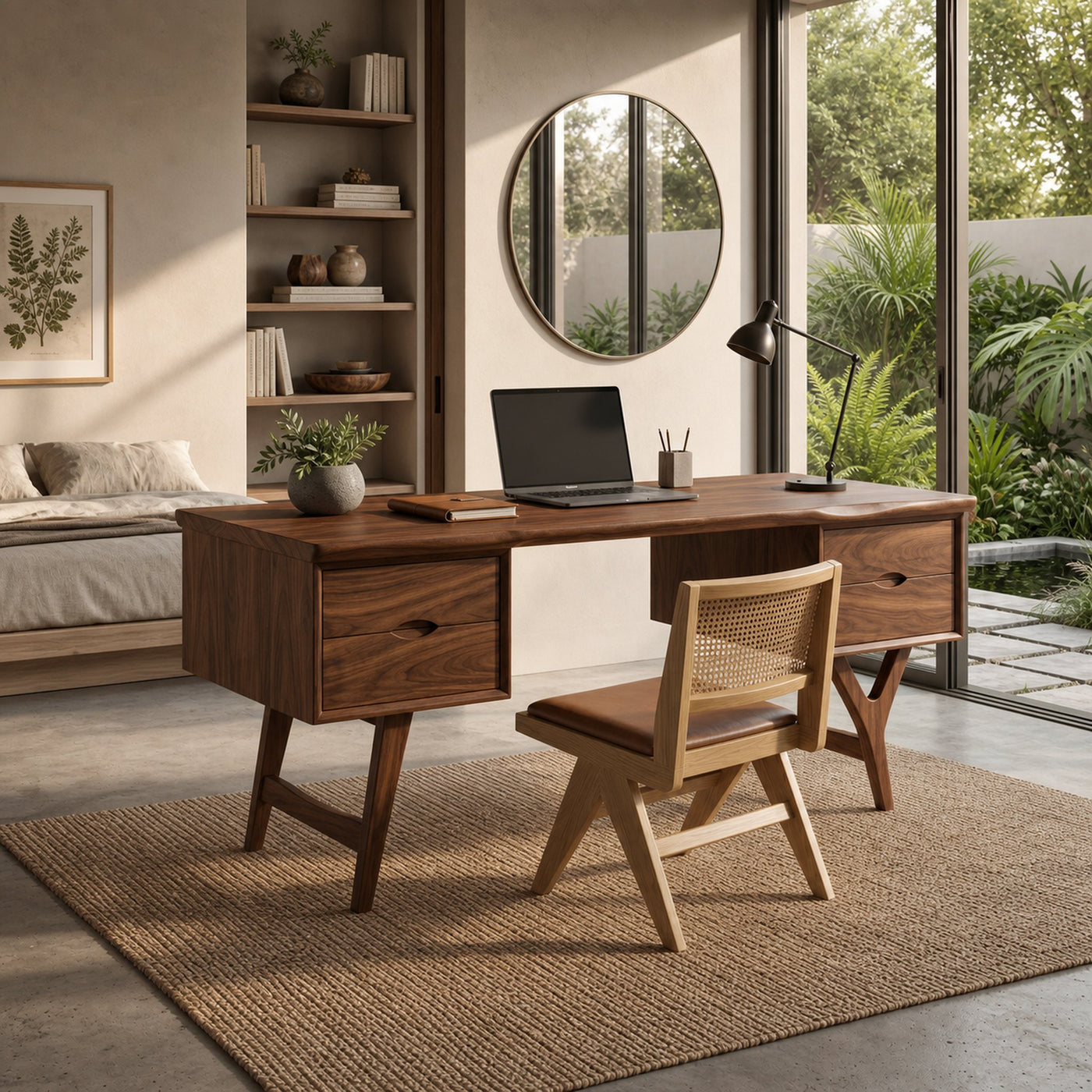 Mid Century Executive Desk Modern Workspace - product view 6