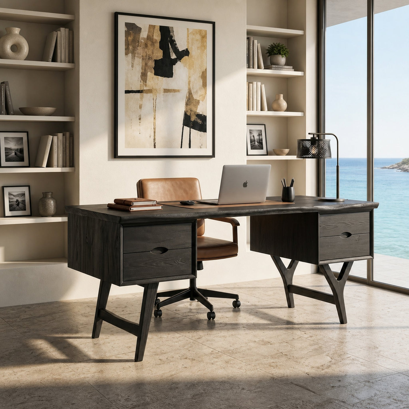 Mid Century Executive Desk Modern Workspace - product view 7