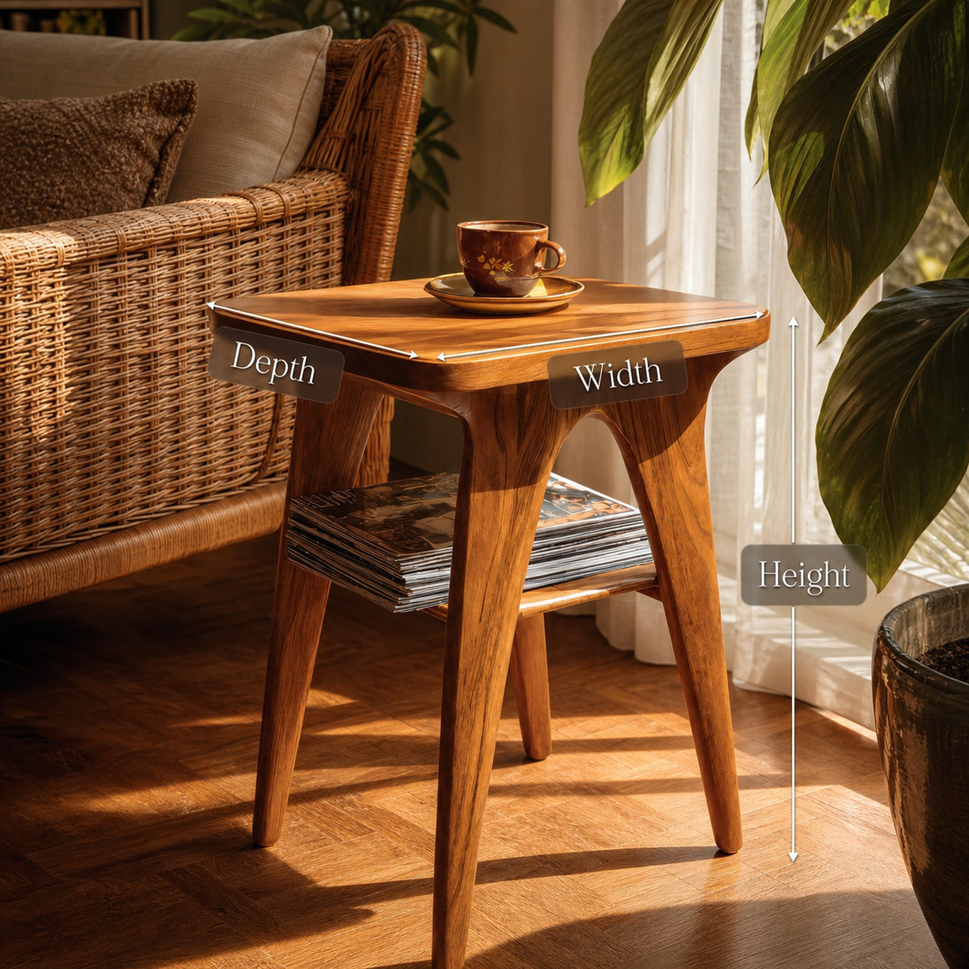 Mid Century Handcrafted Solid Wood Side Table For Bedroom Decor - product view 6