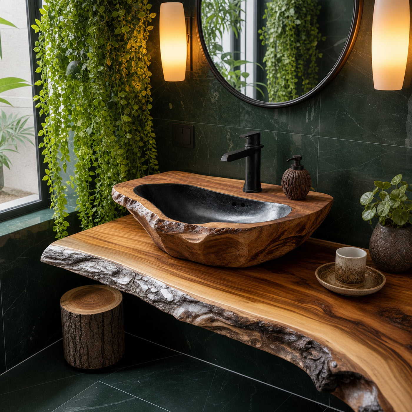 Mid Century Handcrafted Wood Wash Basin For Bathroom Decor - product view 6