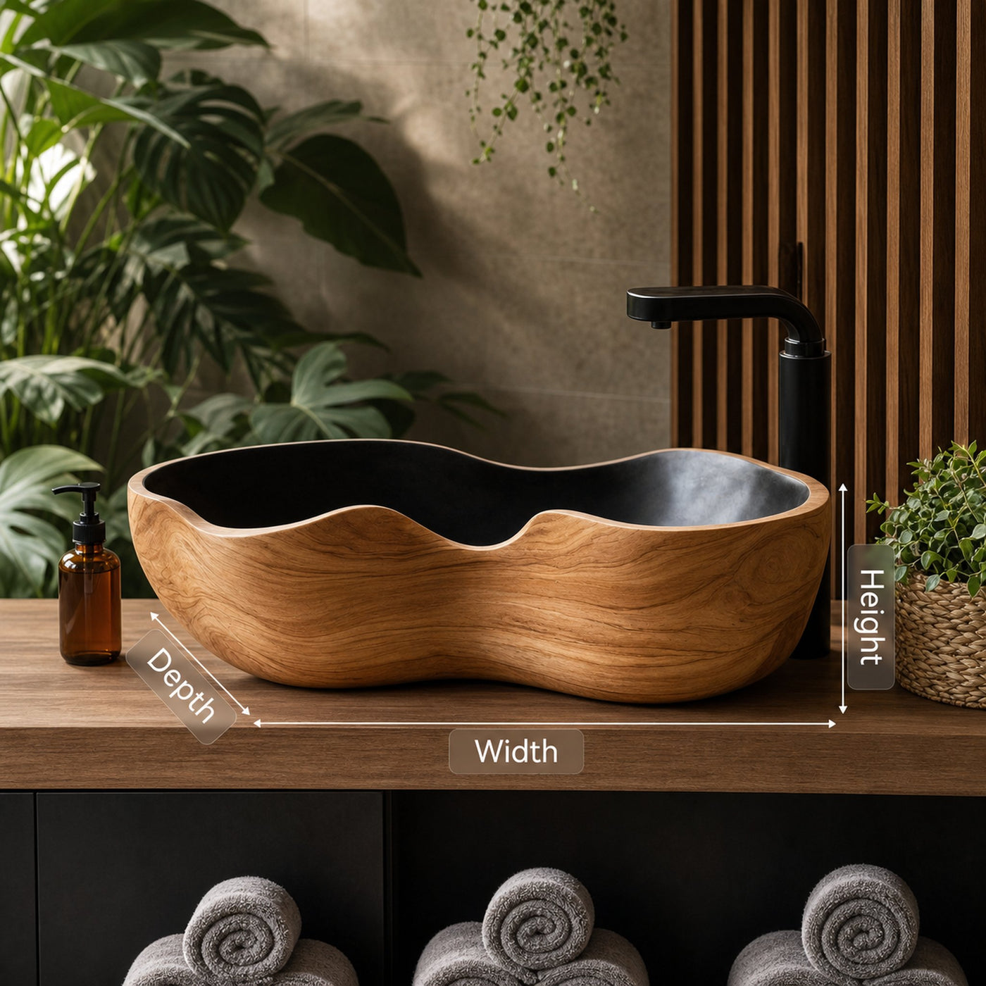 Mid Century Handcrafted Wood Wash Basin For Bathroom Use - product view 6
