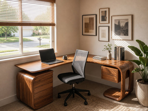 Mid Century L-Shaped Desk For Workspace Or Office