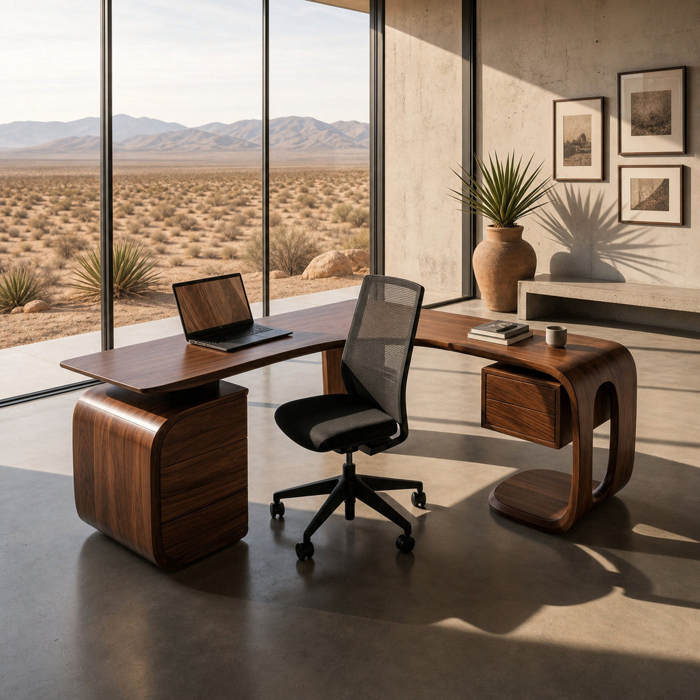 Mid Century L-Shaped Desk For Workspace Or Office - product view 7