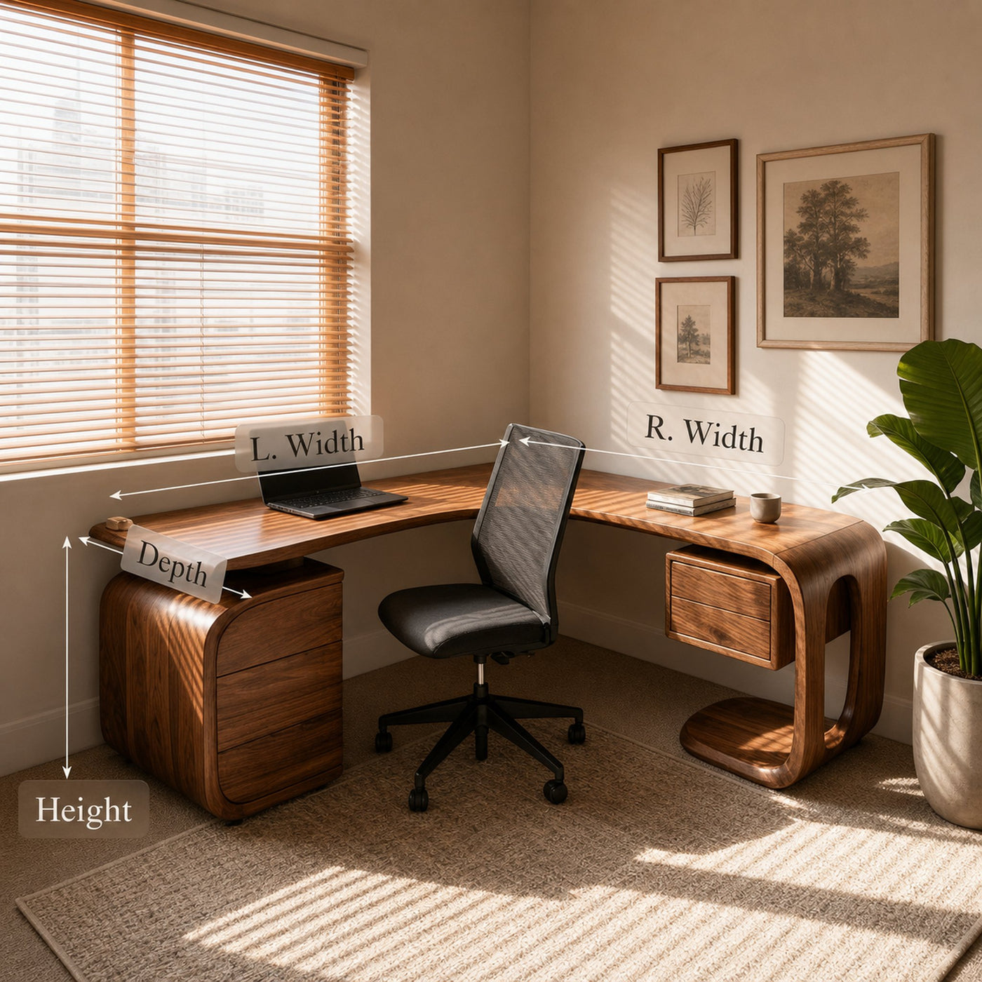 Mid Century L-Shaped Desk For Workspace Or Office - product view 8