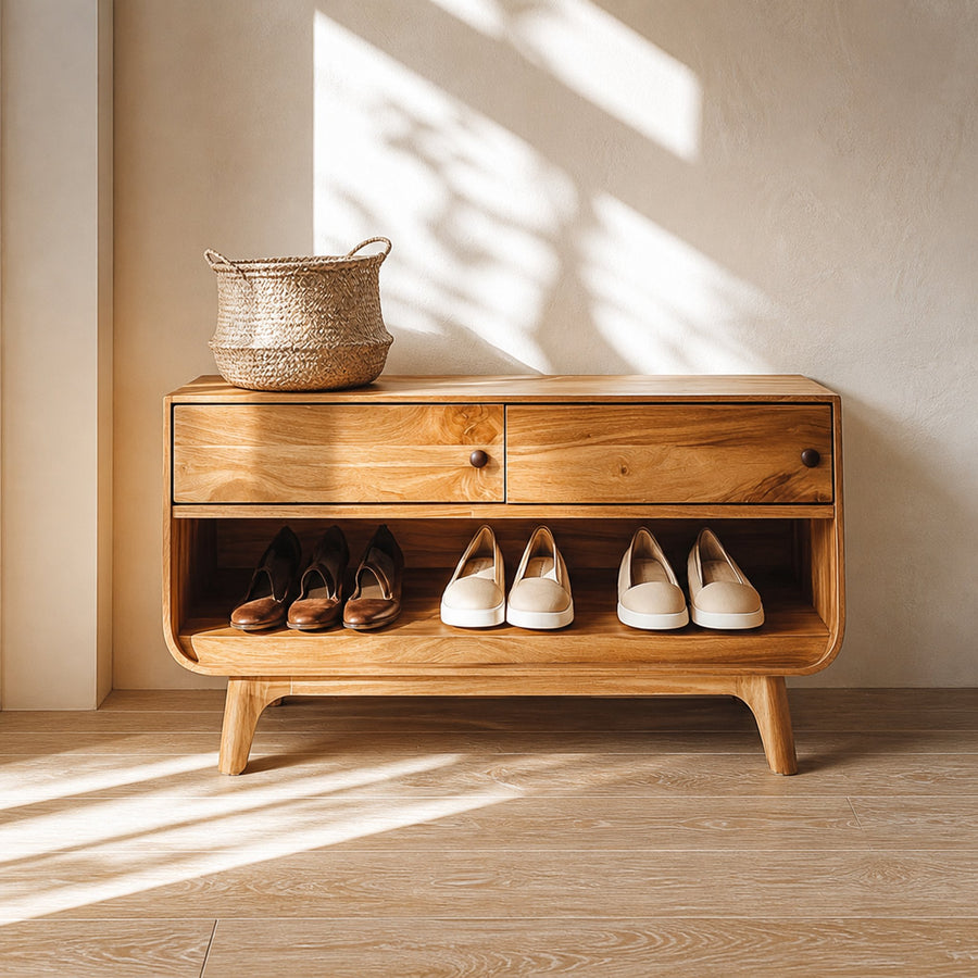 Mid Century Light Form Shoe Storage Entryway And Bedroom