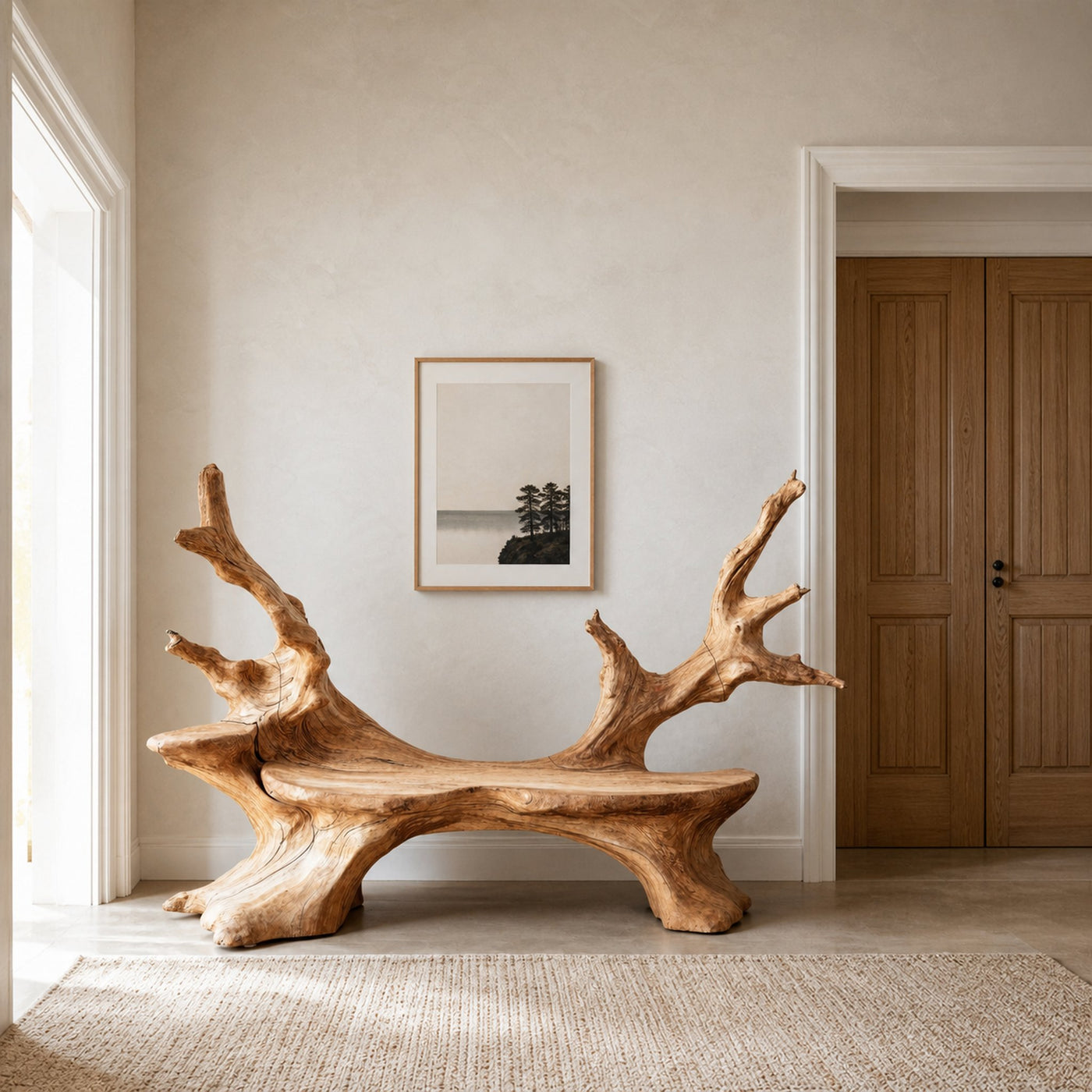 Mid Century Live Edge Bench For Elegant Living Room Accents