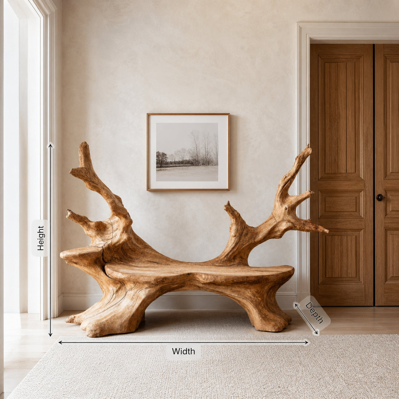 Mid Century Live Edge Bench For Elegant Living Room Accents - product view 8