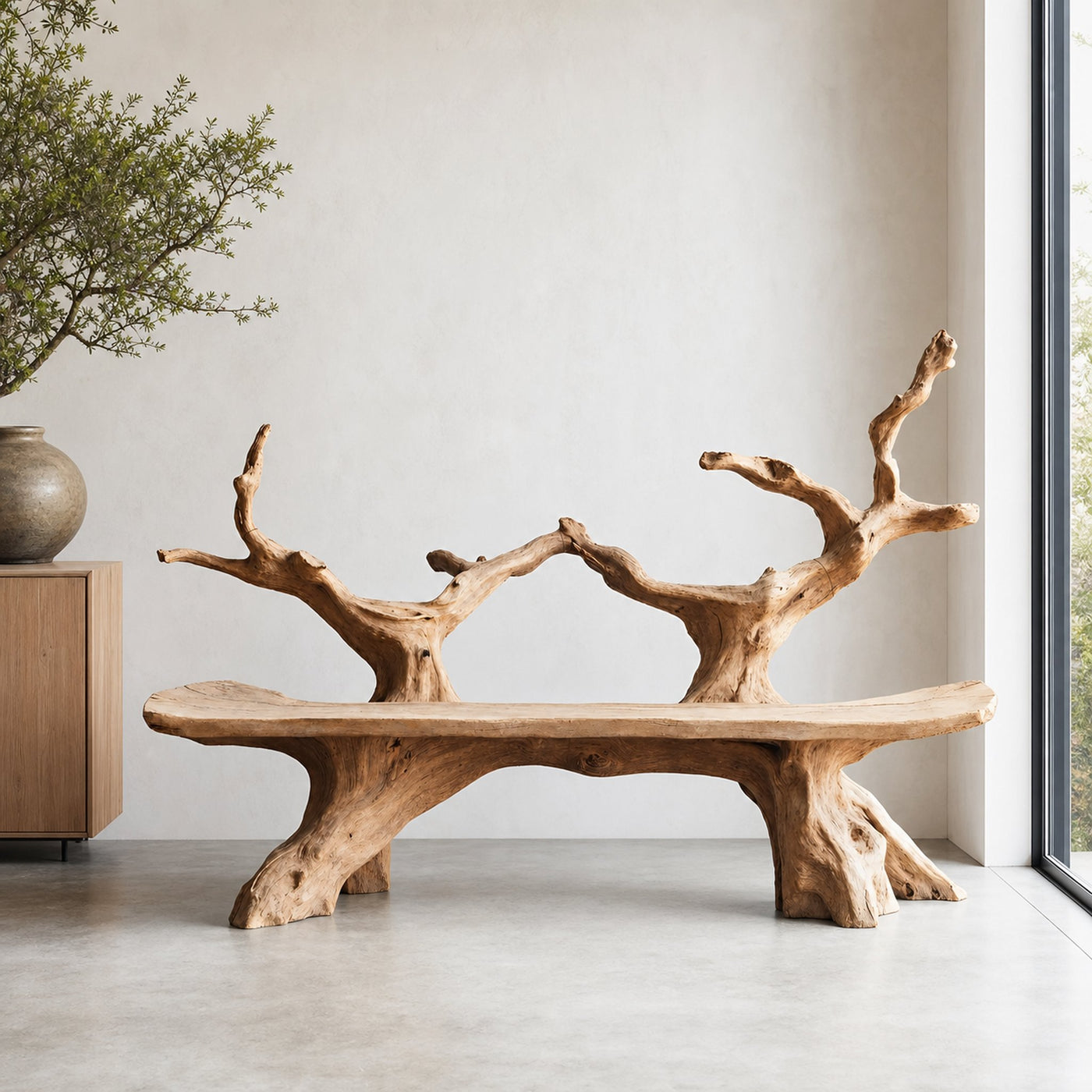 Mid Century Live Edge Bench For Elegant Patio