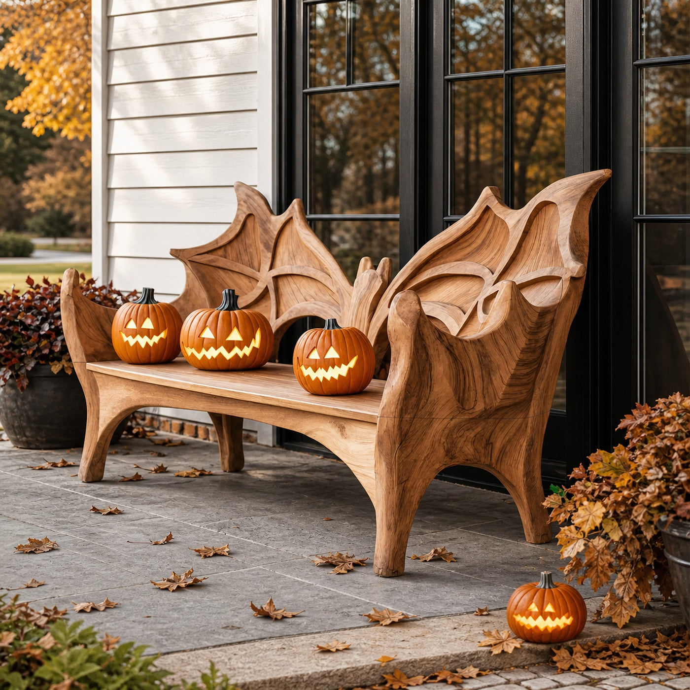 Mid Century Live Edge Outdoor Bench For Patio And Garden Design